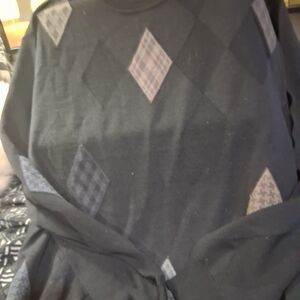 Men's Black Argyle Crewneck Sweater
